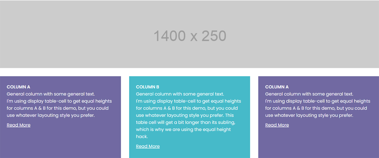 Equal height columns with grid gutters and margins reset